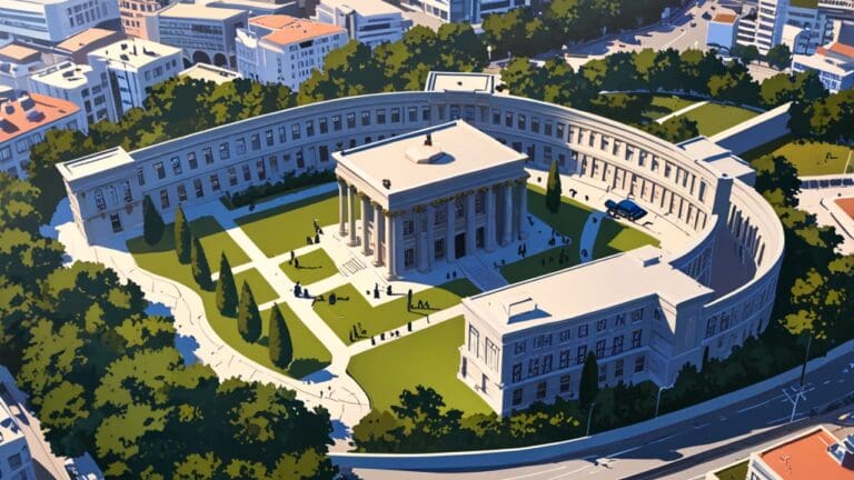 Vista aérea del Palacio de la Oliva en Vigo durante un evento tecnológico al mediodía