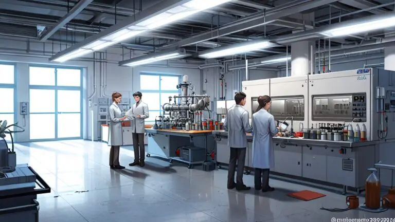 Colaboración tecnológica entre empresas en un laboratorio moderno con enfoque en energías renovables