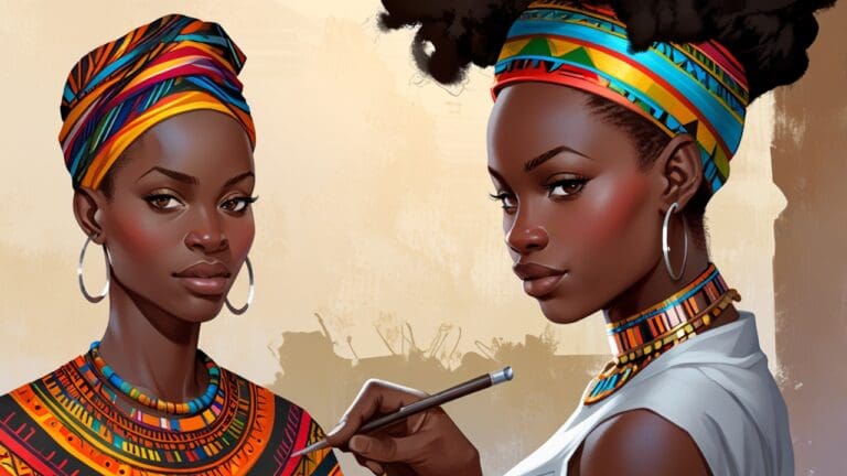 Primer plano de tejidos coloridos de origen africano en un taller de diseño moderno