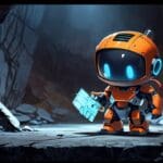 Robot explorador de tecnología avanzada en una mina subterránea.