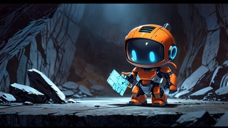 Robot explorador de tecnología avanzada en una mina subterránea.