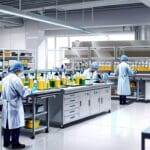 Laboratorio tecnológico moderno con equipos de almacenamiento digital avanzados.