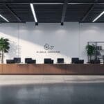 Oficinas corporativas modernas con diseño minimalista y tecnología avanzada