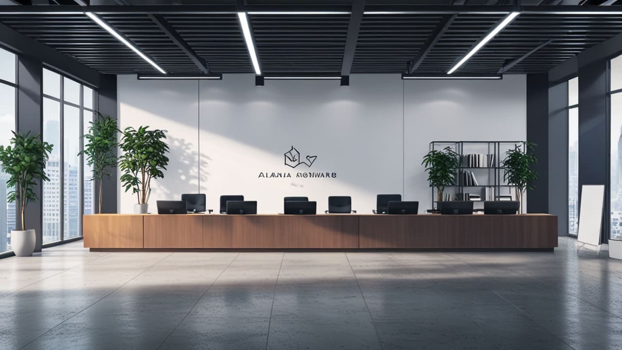 Oficinas corporativas modernas con diseño minimalista y tecnología avanzada