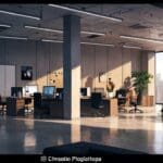Oficinas modernas con equipos tecnológicos trabajando en proyectos colaborativos