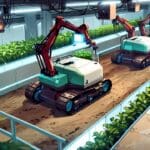 Planta de tecnología agrícola con sistemas robóticos en operación