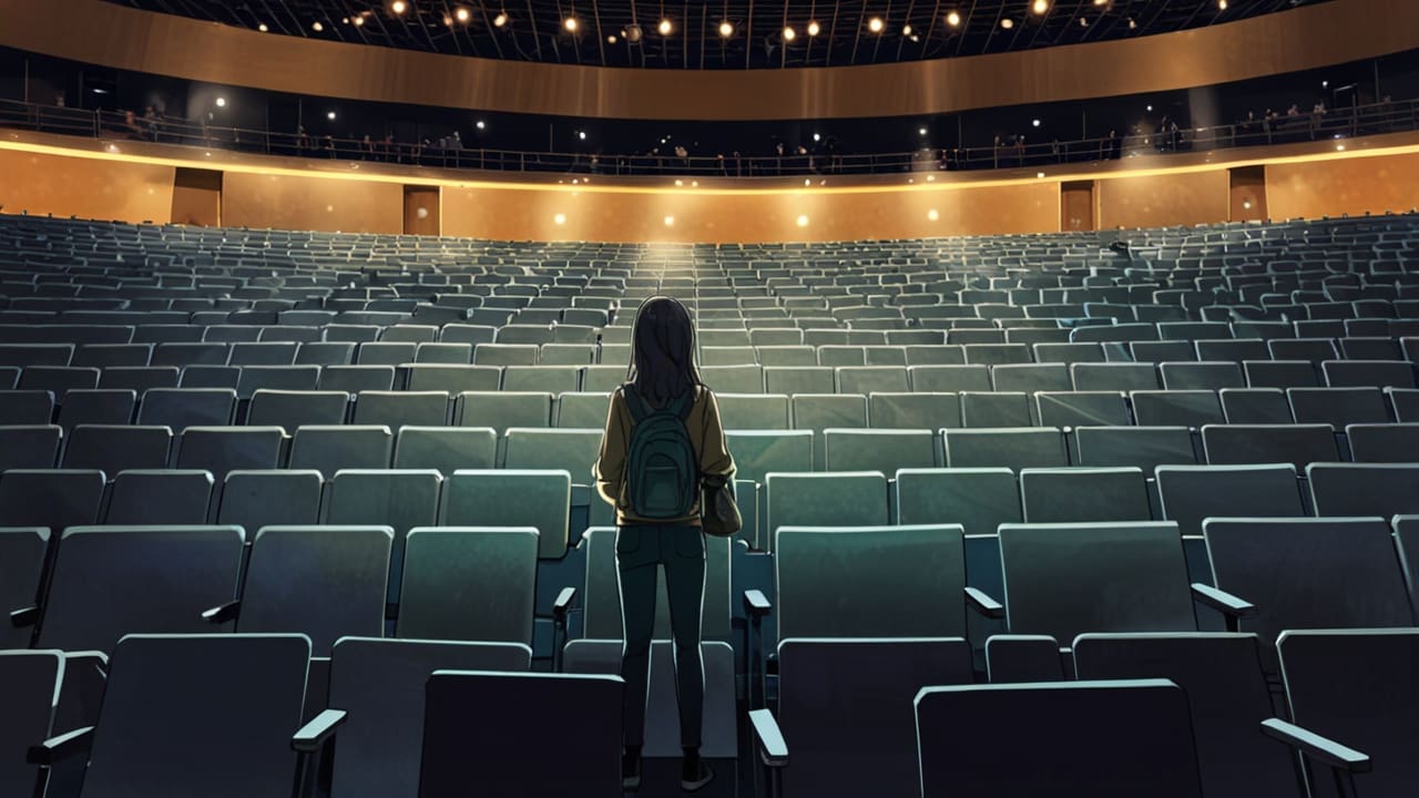 Auditorio moderno lleno de personas asistiendo a una conferencia de tecnología con pantallas grandes