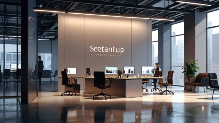 Oficinas modernas y tecnológicas de una startup con fondos invertidos recientemente