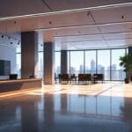 Espacio moderno con oficinas dedicadas a startups tecnológicas, luz natural en un edificio corporativo.