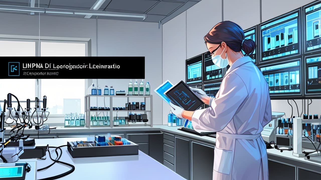 Primer plano de un laboratorio tecnológico con dispositivos electrónicos de vanguardia