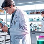 Laboratorio moderno con científicos investigando soluciones biotecnológicas.