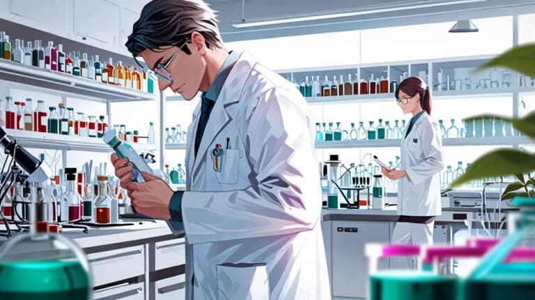Laboratorio moderno con científicos investigando soluciones biotecnológicas.
