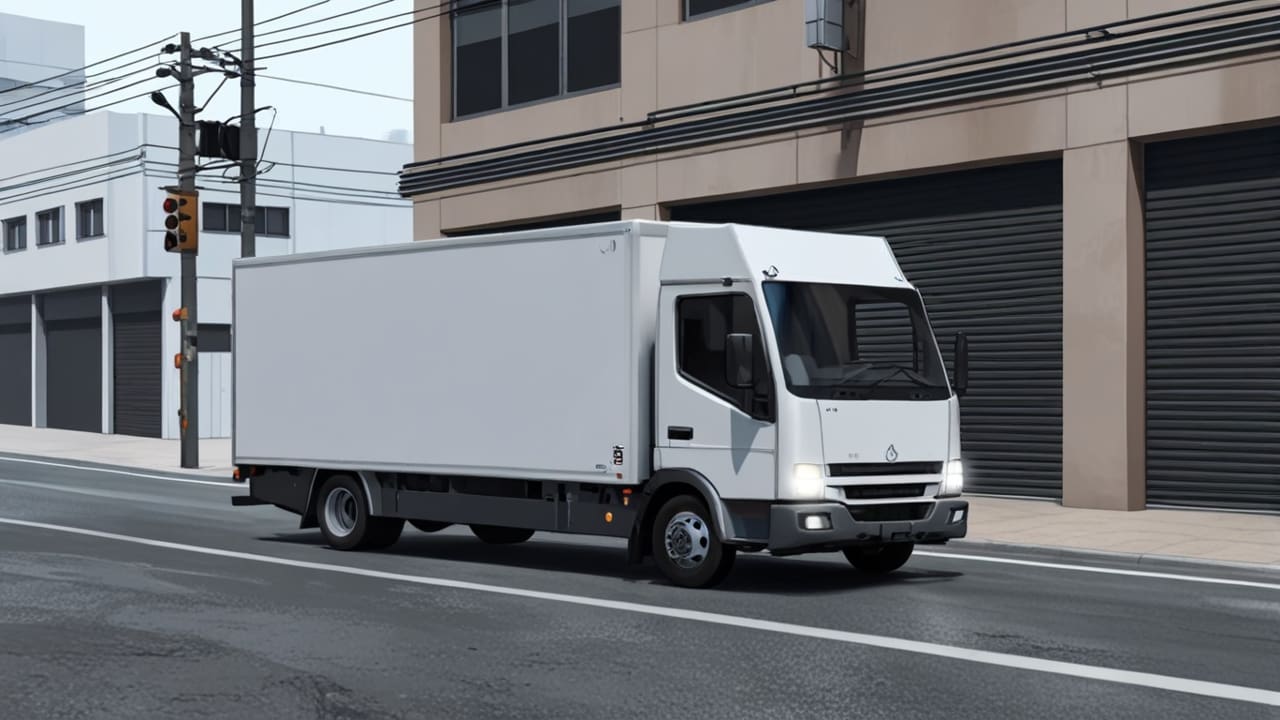 Camioneta eléctrica de diseño moderno aparcada en un entorno urbano minimalista