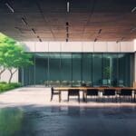 Oficinas modernas con diseño minimalista en un parque tecnológico contemporáneo