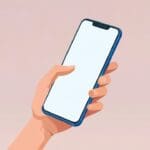 Primer plano de un smartphone mostrando una app inclusiva en un ambiente moderno y minimalista