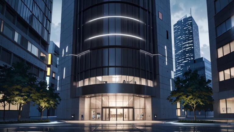 Edificio moderno en una ciudad con aspecto tecnológico e innovador