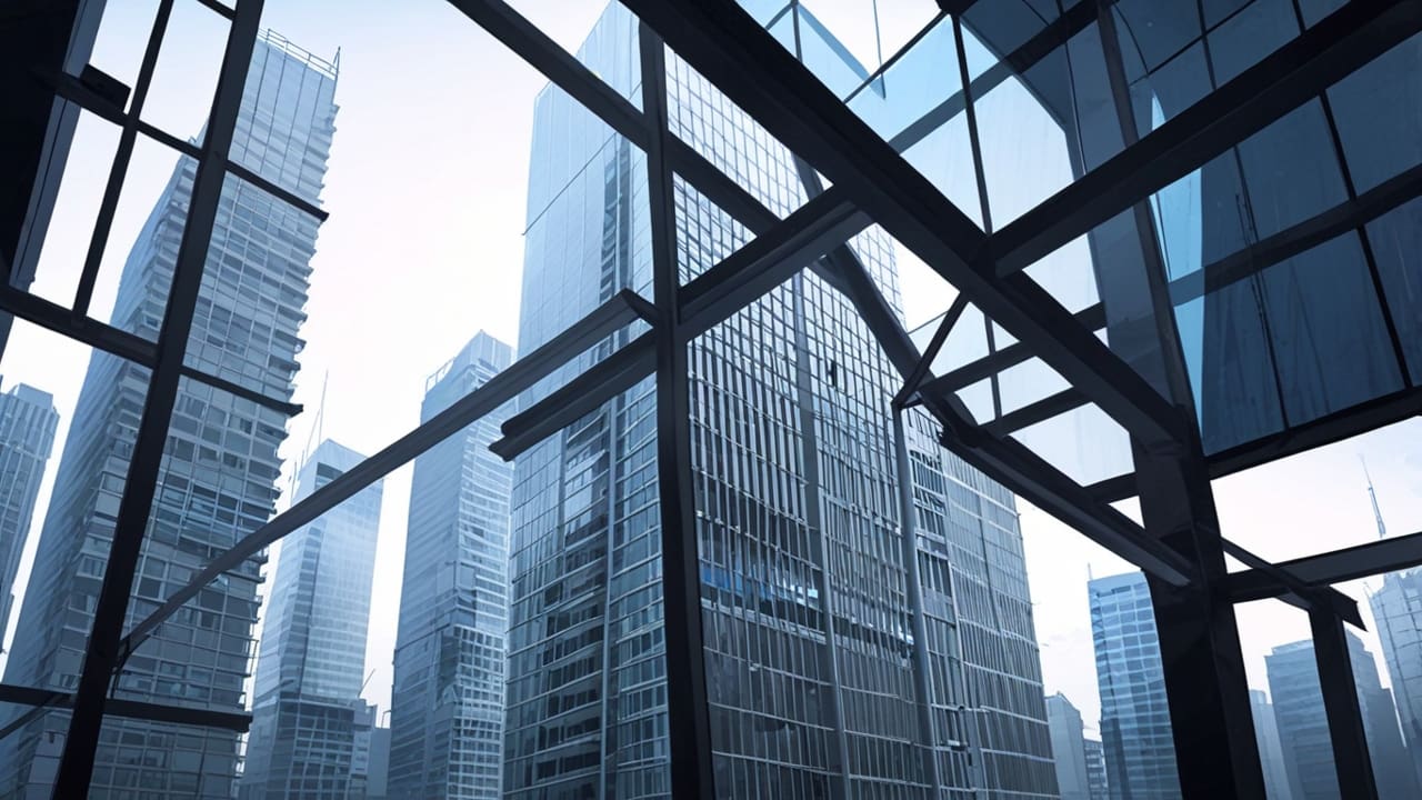 Edificios modernos de una ciudad con una ambientación tecnológica, enfocados en innovación.