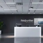 Innovador dispositivo tecnológico en un entorno de oficina moderno con fondo neutro