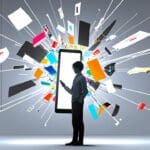 Representación digital del metaverso en un teléfono móvil, sobre fondo claro y moderno.