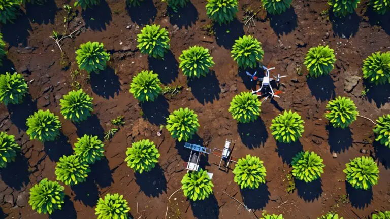Un campo de limones Tahití con drones monitoreando desde el cielo