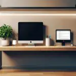 Oficina moderna con dispositivos tecnológicos sobre una mesa de trabajo