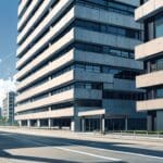 Arquitectura moderna en un horizonte urbano, representando innovación tecnológica.