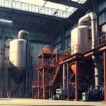 Vista panorámica de instalaciones industriales de minería moderna con montañas al fondo