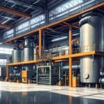 Interior moderno de una planta industrial con tecnología avanzada y equipos de innovación