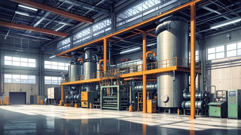 Interior moderno de una planta industrial con tecnología avanzada y equipos de innovación