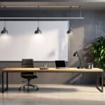 Espacio de trabajo moderno con impresoras 3D funcionando sobre una mesa limpia y luz natural entrando por una ventana