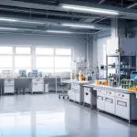 Laboratorio moderno con equipos tecnológicos enfocados en compostaje sostenible