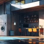 Render limpio de dispositivos inteligentes conectados en tuberías de agua dentro de una casa moderna con fondo neutro