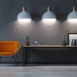 Consola de videojuegos futurista sobre una mesa minimalista en una sala de estar luminosa y moderna