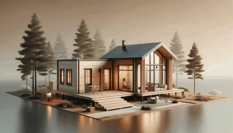 Imagen de una vivienda modular construida con madera en un entorno natural