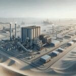 Instalaciones industriales en una planta minera moderna en medio del desierto