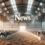 Terneros en un establo moderno con sensores tecnológicos visibles