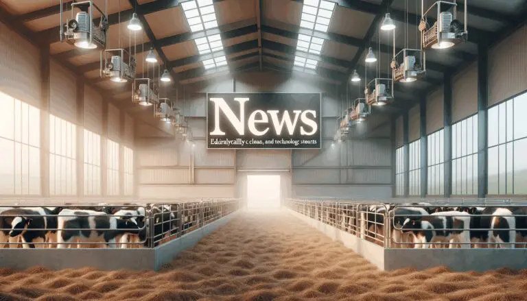 Terneros en un establo moderno con sensores tecnológicos visibles