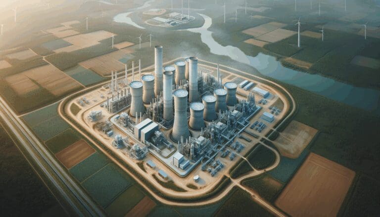 Vista aérea de una planta de energía innovadora rodeada de naturaleza en Quilpué.