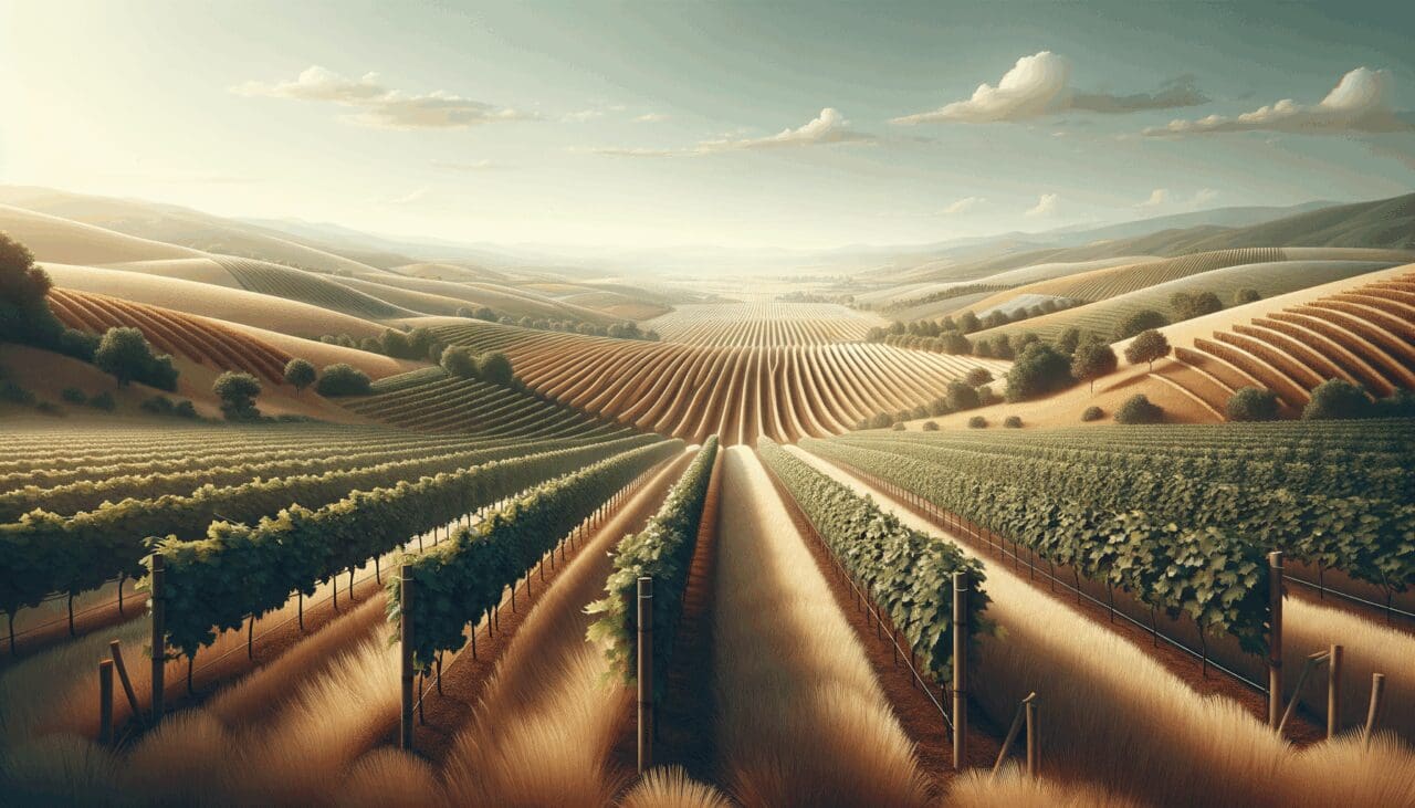 Cosechas de viñedos bajo un cielo despejado.