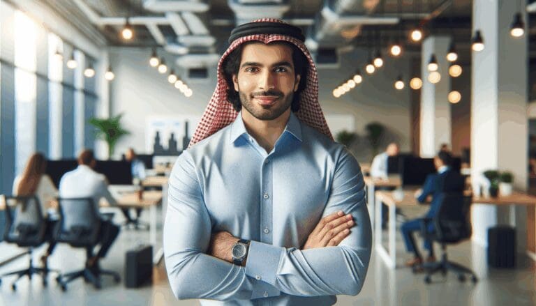 Retrato profesional de un inversionista en un entorno moderno de coworking