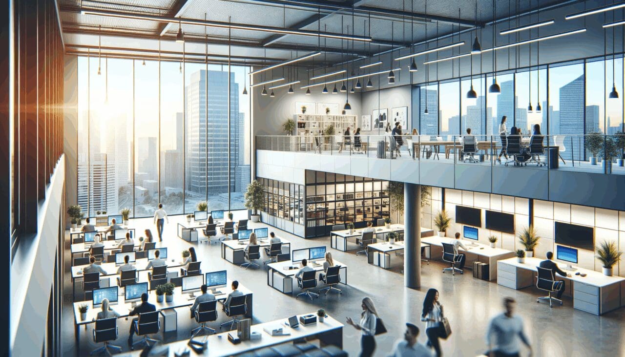 Oficinas modernas en Silicon Valley con startups en actividad