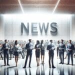 Emprendedores participando en un evento tecnológico en un auditorio moderno