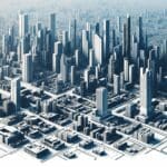 Vista aérea de Bogotá con edificios modernos y zonas de innovación tecnológica