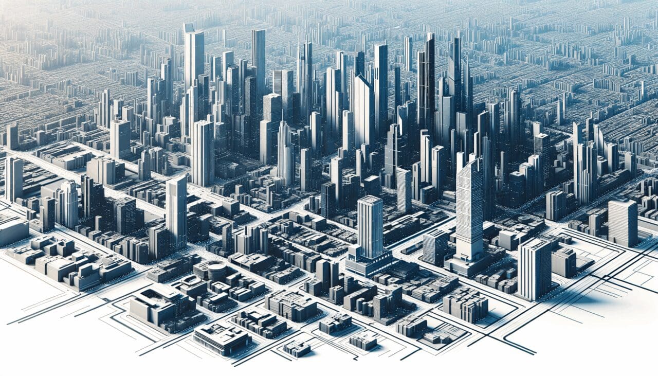 Vista aérea de Bogotá con edificios modernos y zonas de innovación tecnológica