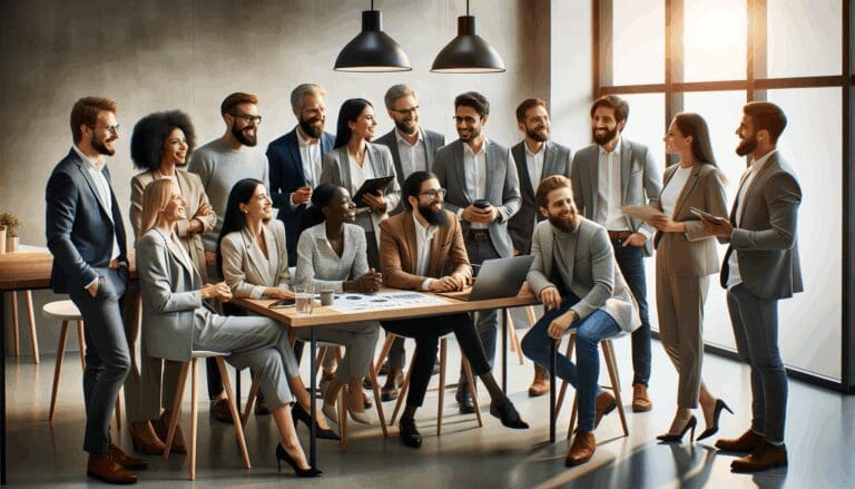 Emprendedores colaborando en un espacio de trabajo moderno