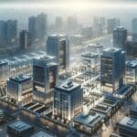 Vista aérea de un campus tecnológico con edificios modernos en Valparaíso.