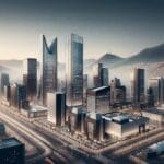 Panorámica de Monterrey con edificios modernos y ambiente empresarial