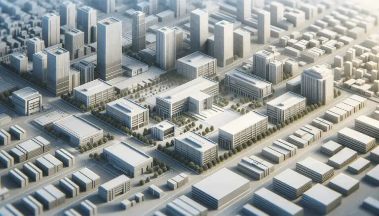 Vista aérea de un campus tecnológico con edificios modernos