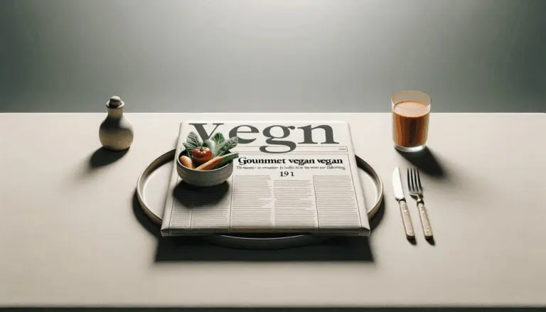 Plato vegano estilo gourmet sobre una mesa minimalista con fondo neutro
