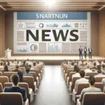 Auditorio moderno con emprendedores presentando en un evento de startups